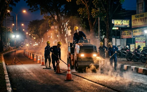 jasa pengaspalan semarang pengaspalan malam hari