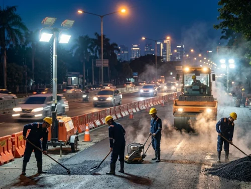 jasa pengaspalan cikarang pengaspalan jalan di malam hari