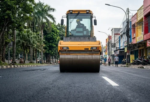 jasa pengaspalan serang pengaspalan jalan dengan menggunakan tandem roller