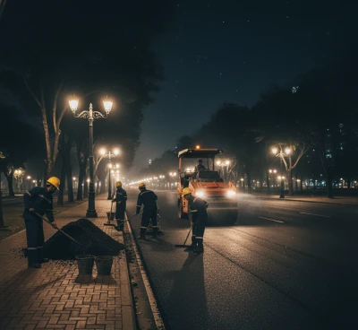 Pengaspalan Malam Hari