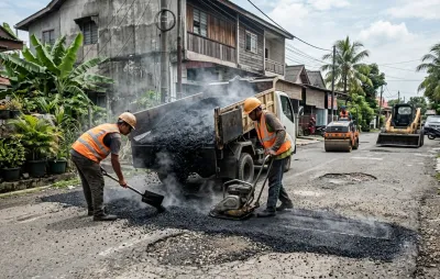 cara perbaikan jalan berlubang