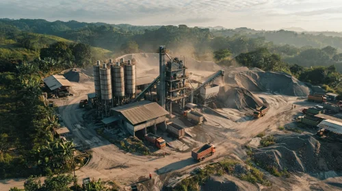 Foto udara Pabrik Aspal Sumedang menampilkan silo dan area produksi