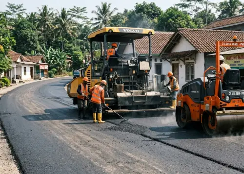 Jasa Pengaspalan Purwakarta menggunakan aspal hotmix untuk jalan lingkungan dengan hasil rapi dan berkualitas